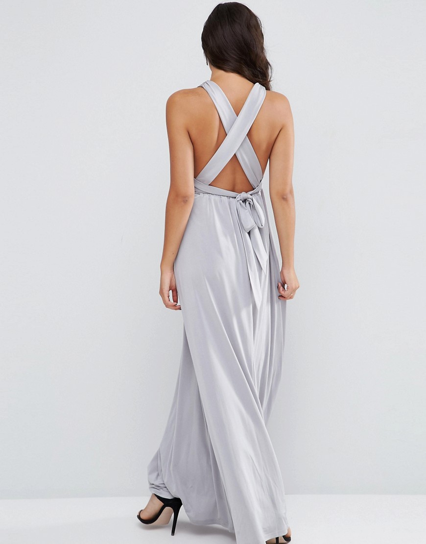 ASOS Slinky Ruched Tie Back Maxi Dress