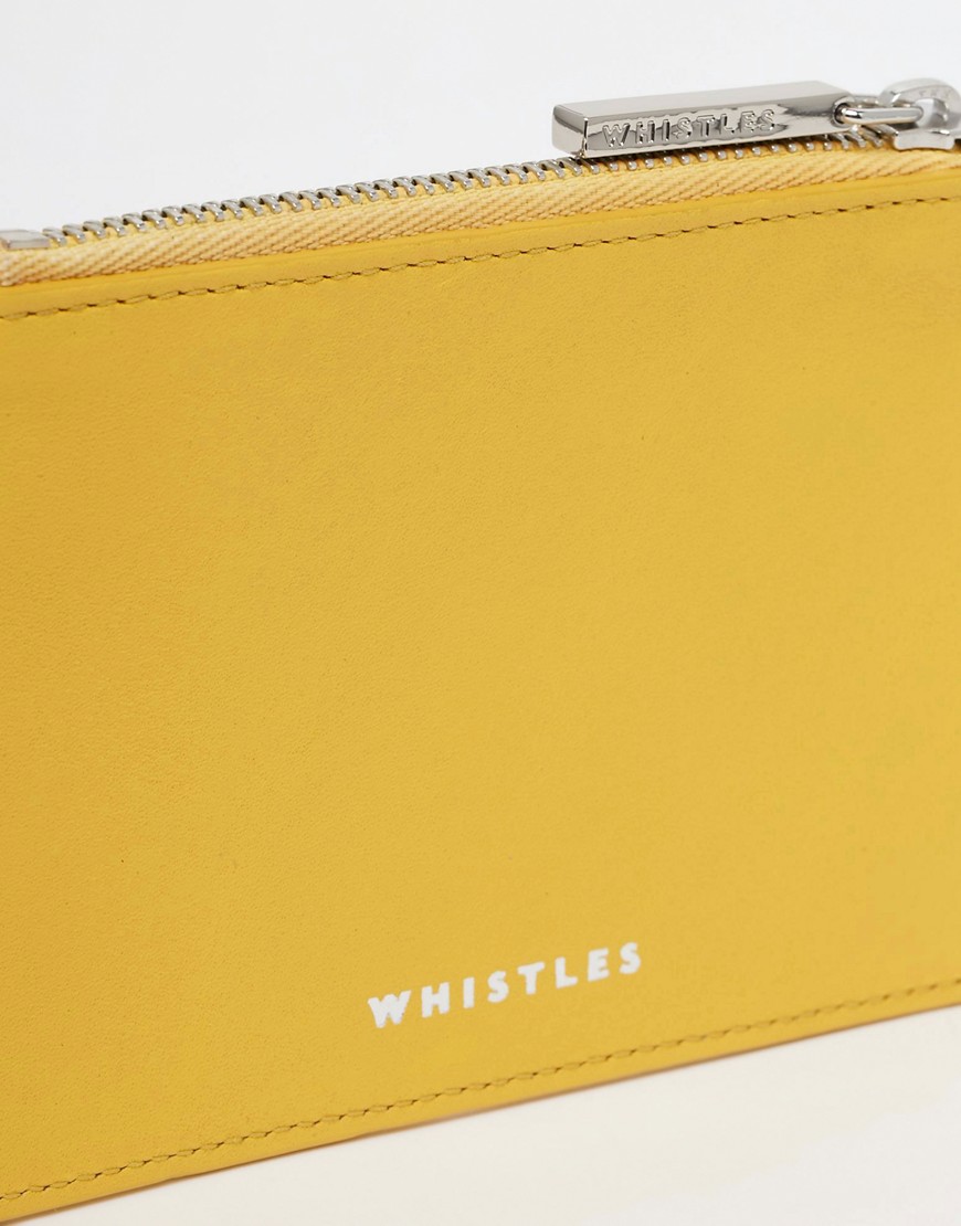 Image 3 of Whistles Leather Small Coin Purse in Mustard Exclusive to ASOS