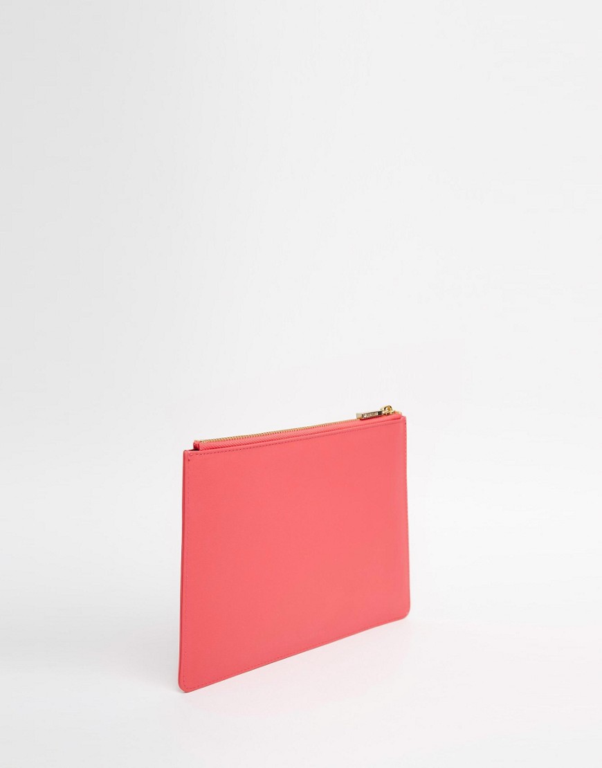 Image 2 of Whistles Exclusive Matte Leather Clutch in Pink