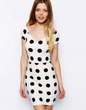 Image 2 of ASOS Spot Bardot Cross Back Mini Dress