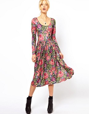 Image 4 of ASOS Midi Dress In Tapestry Style Print.