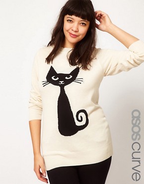 Image 1 of ASOS CURVE Exclusive Jumper With Black Cat