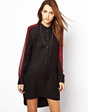 Image 1 of Religion Contrast Colour Panel Brother Shirt Dress