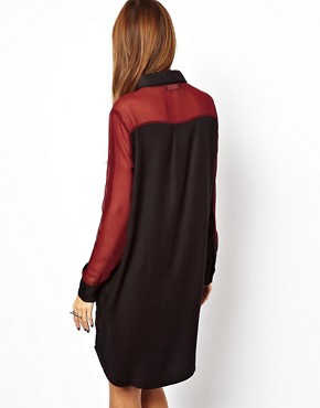 Image 2 of Religion Contrast Colour Panel Brother Shirt Dress