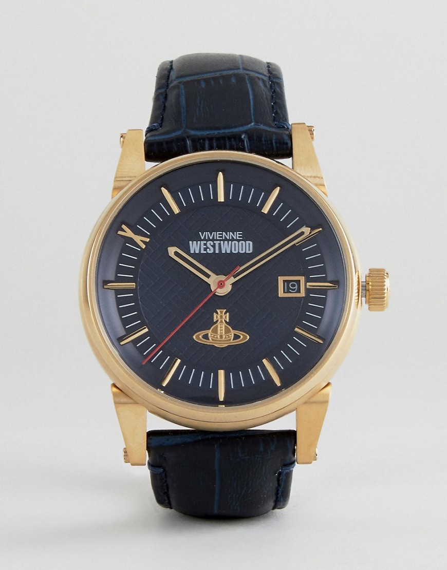 Черные часы с кожаным ремешком Vivienne Westwood VV065BLBL