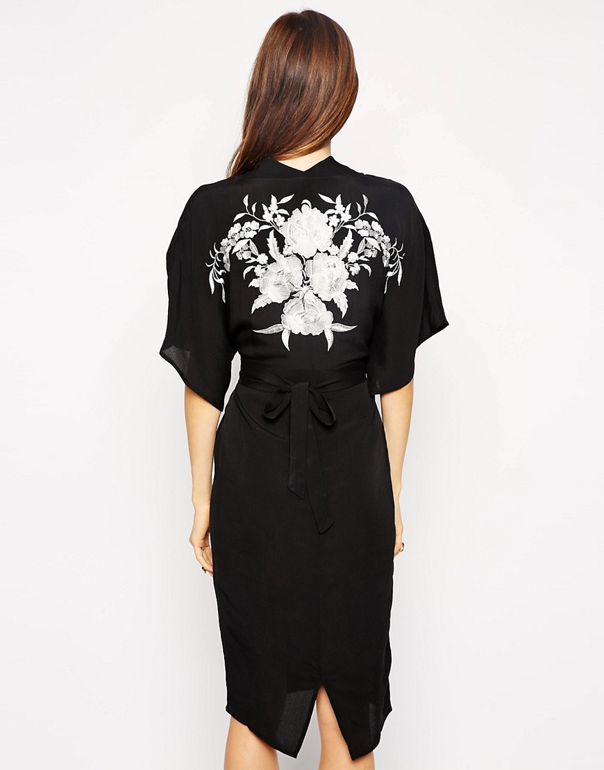 ASOS | ASOS Kimono Wrap Dress with Embroidery at ASOS