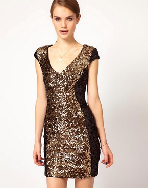 Image 1 of French Connection Contrast Sequin Panel Dress