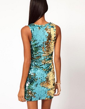 Image 2 of Motel Magic Dress in Two Tone Sequin