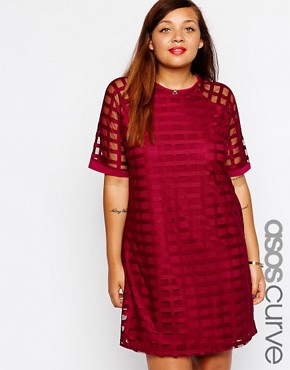 Image 1 of ASOS CURVE Exclusive Shift Dress In Cage Mesh