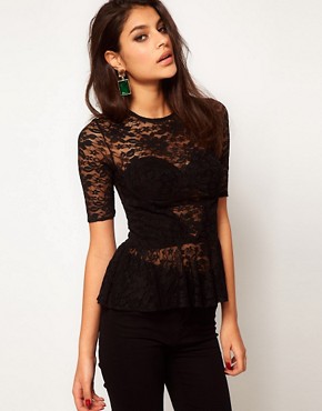 Image 1 of ASOS Lace Top with Corset Detail