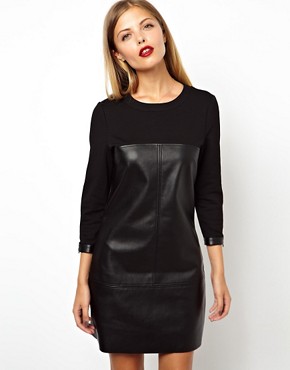 ASOS Shift Dress In Leather Look