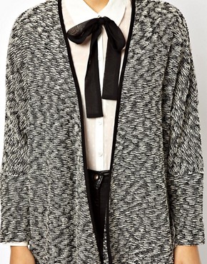 Image 3 of ASOS Oversized Cardigan with Waterfall Front in Cut and Sew Fabric