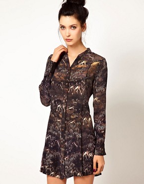 Image 1 of Edun Safari Print Shirt Dress