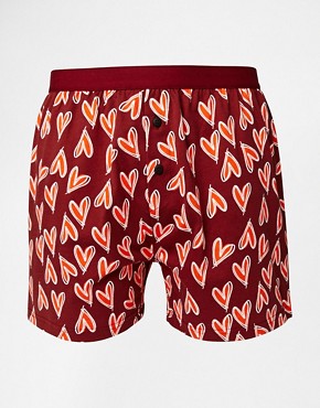 Image 1 of ASOS Jersey Boxer With Hearts Print