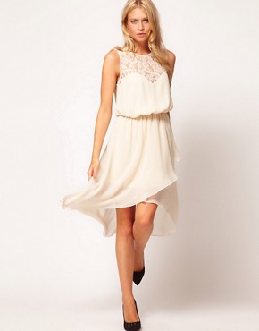 Image 1 of ASOS Lace Top Dress with High Low Hem
