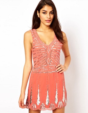 Image 1 of TFNC Deco Embellished Dress With Drop Waist