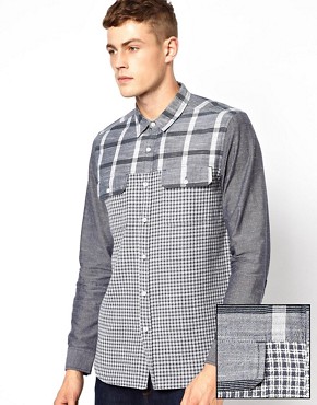 ASOS Check Shirt In Long Sleeve With Cut And Sew Detail 