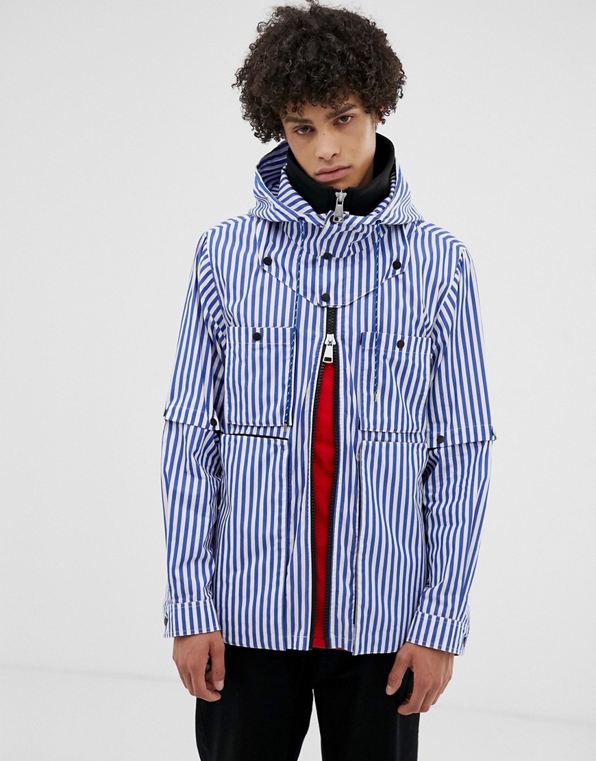 LYPH windbreaker jacket with hood in blue stripe