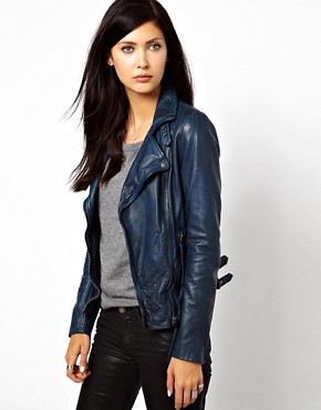 Image 1 of MuuBaa Reval Lambs Leather Jacket with Buckle Detail on Neck and Hem