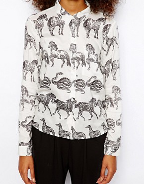 Image 3 of Monki Walking Animal Print Shirt