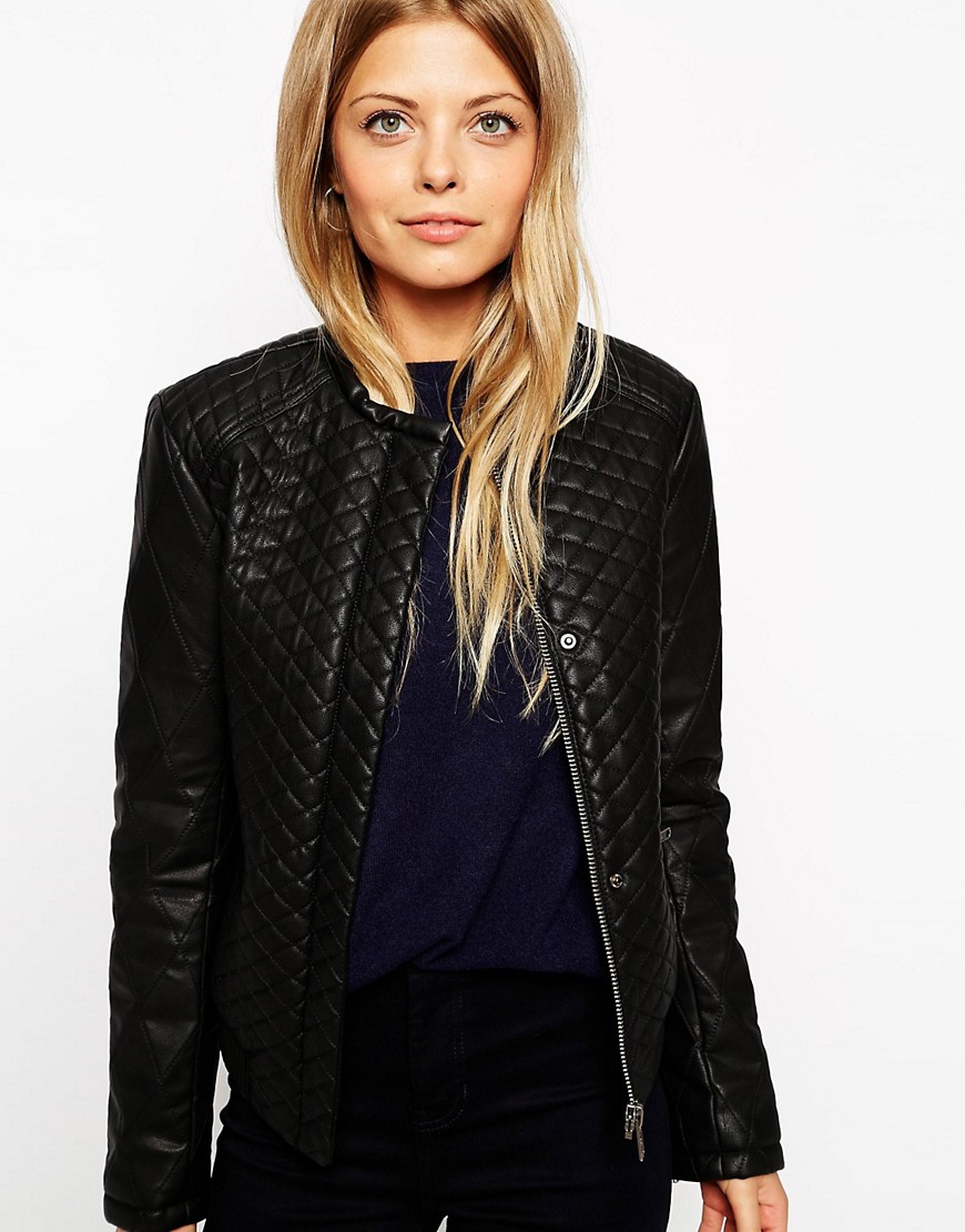 ASOS | ASOS Bomber Jacket in Quilted Faux Leather at ASOS