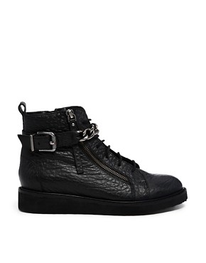 ASOS AROUND THE CORNER Trainer Leather Ankle Boots 