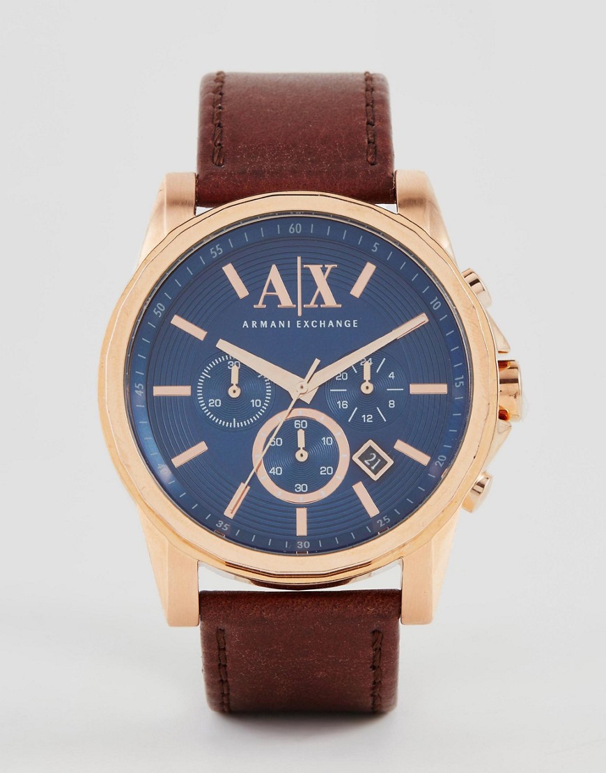 Часы с хронографом и кожаным ремешком Armani Exchange AX2508