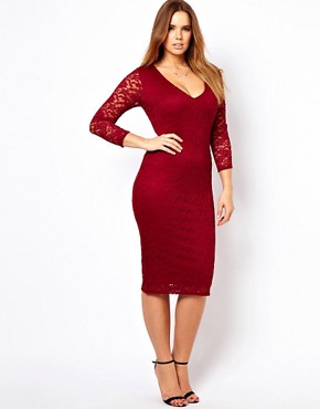 Image 1 of ASOS CURVE Bodycon Midi Dress In Lace