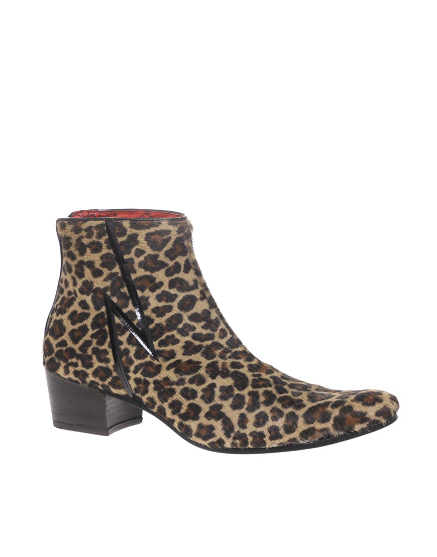 Image 1 of Jeffery West Muse Leopard Print Cuban Heel Boots