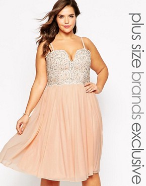Forever Unique Plus Dress With Embellished Lace Bust