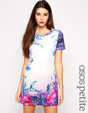 ASOS PETITE Exclusive Dress in Mirror Floral Print - Multi