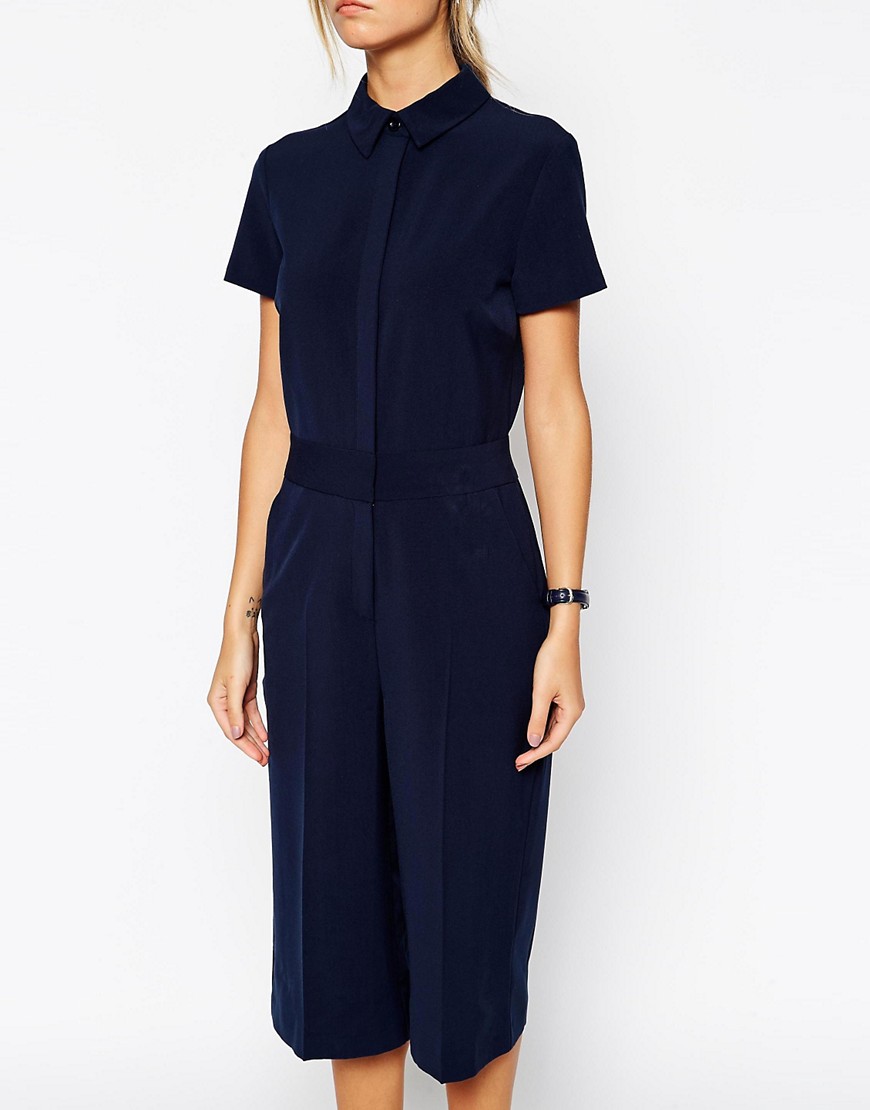 Image 3 of ASOS Jumpsuit with Culotte and Shirt Detail