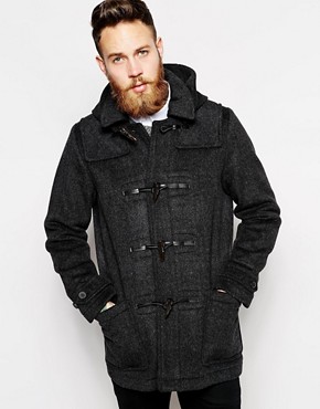 ASOS Wool Duffle Coat With Check Lining
