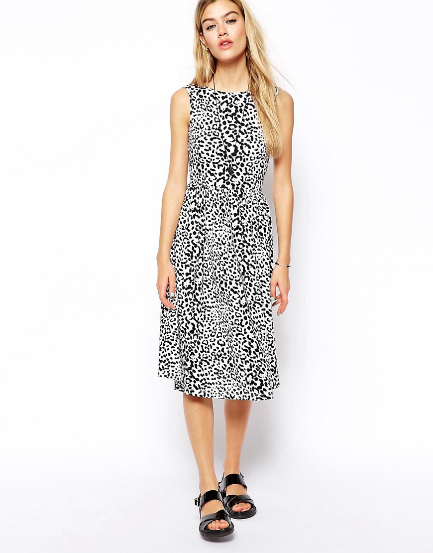 Image 4 of ASOS Midi Dress with Scoop Back in Animal Print