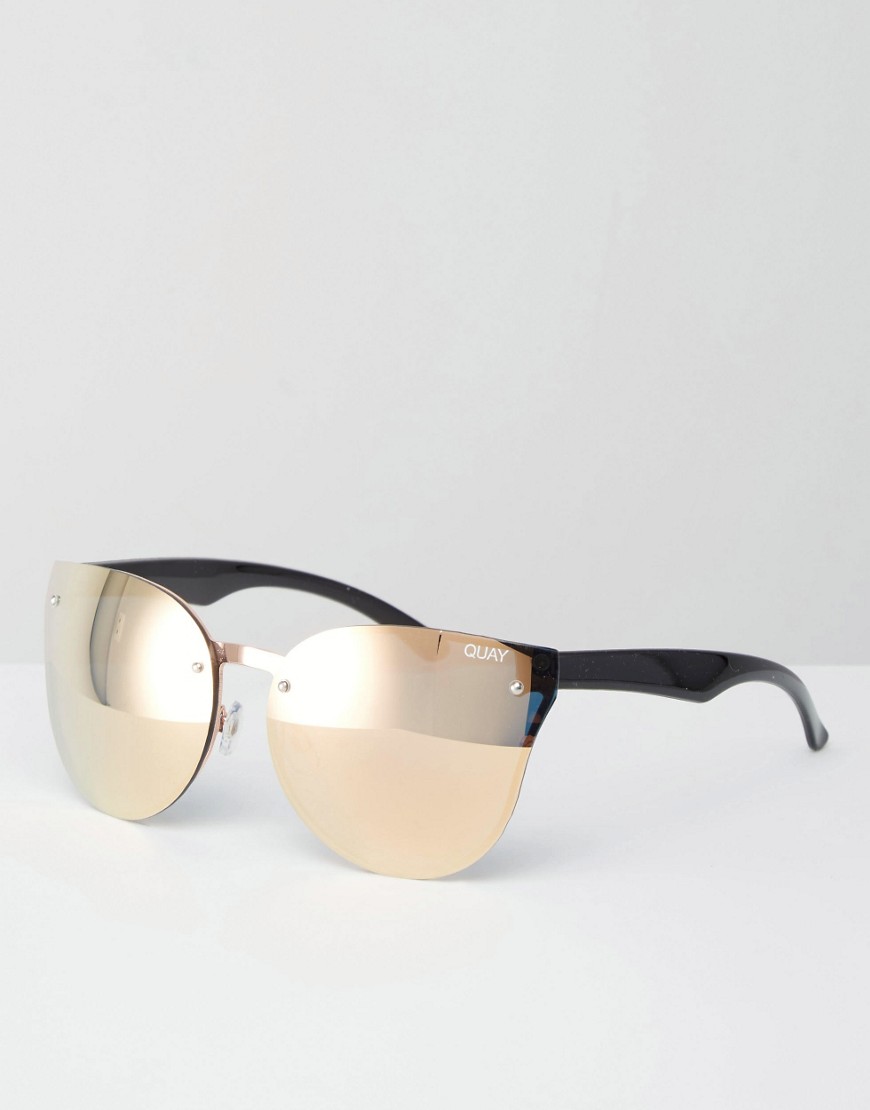 Image 1 of Quay Australia Higher Love Frameless Rose Gold Mirror Cat Eye Sunglasses