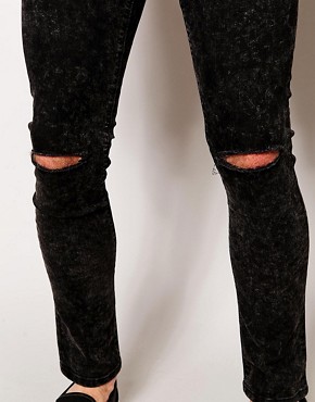 Buy ASOS Super Skinny Jeans In Washed Black With Rip 226729 for ...
