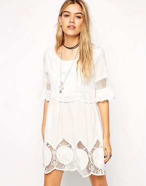 Image 1 of ASOS Reclaimed Vintage Smock Dress With Crochet
