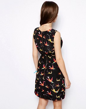 Image 2 of Max C Wrap Front Dress in Bird Print