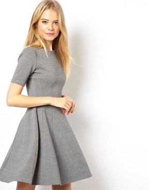 Image 1 of ASOS Structured Skater Dress In Heavy Rib