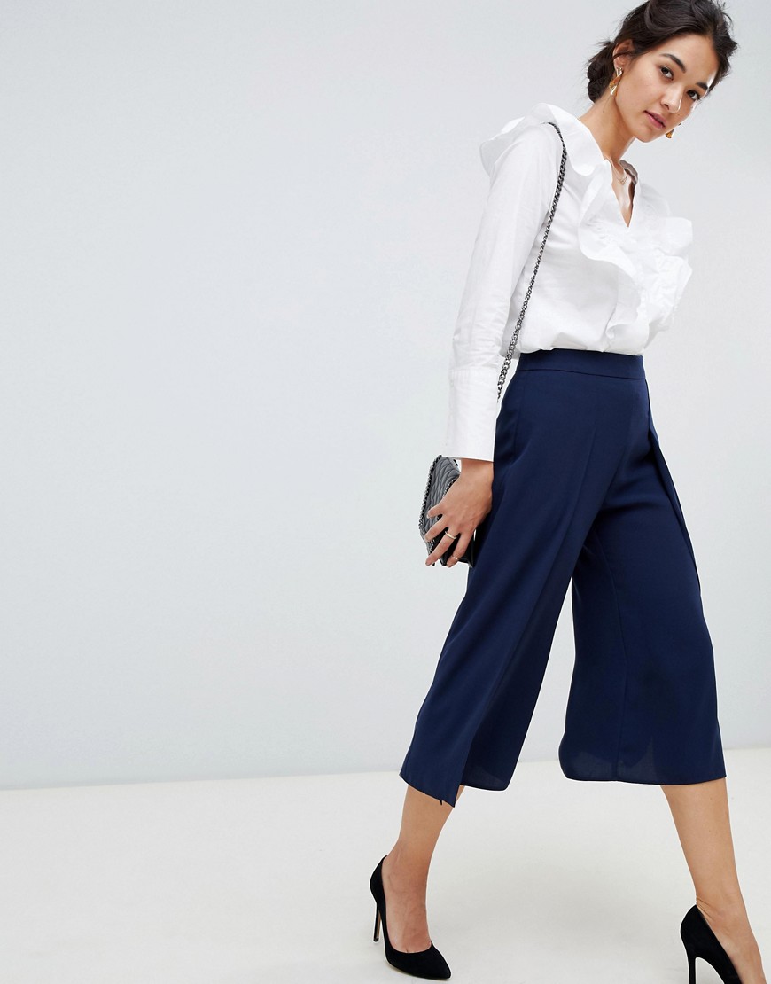 Imagen principal de producto de Falda pantalón de pernera ancha en azul marino de Oasis - Oasis
