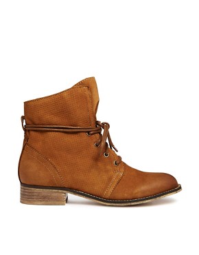 ALDO Perforated Tan Lace Ankle Boots