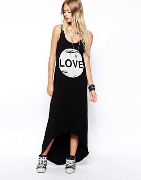 ASOS Maxi Dress With Love Logo And Dipped Hem 