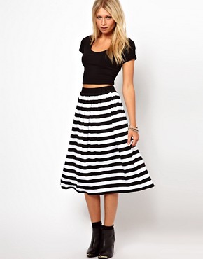 Image 1 of ASOS Midi Skirt in Stripe