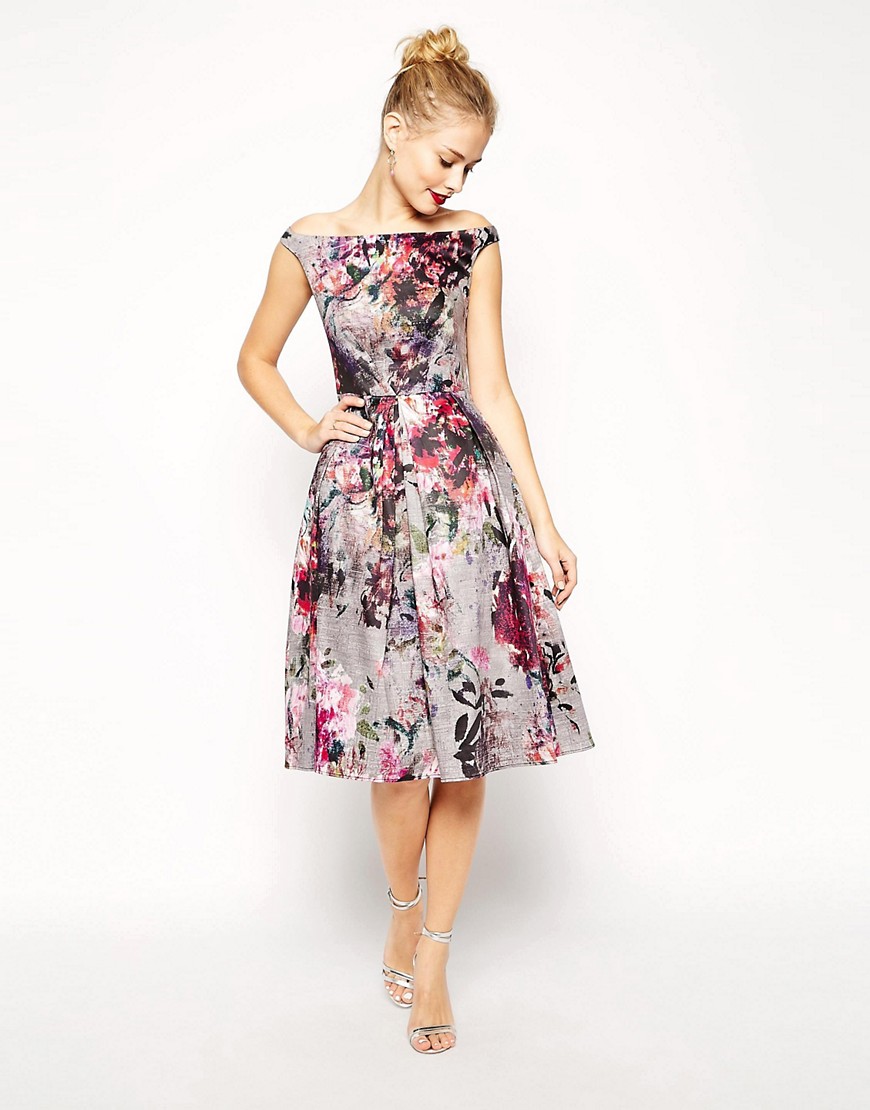 ASOS | ASOS Beautiful Floral Printed Midi Prom Dress at ASOS
