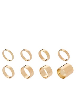 Image 1 of ASOS Pack of 8 Smooth Rings