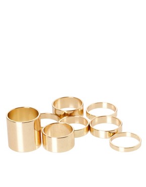 Image 2 of ASOS Pack of 8 Smooth Rings