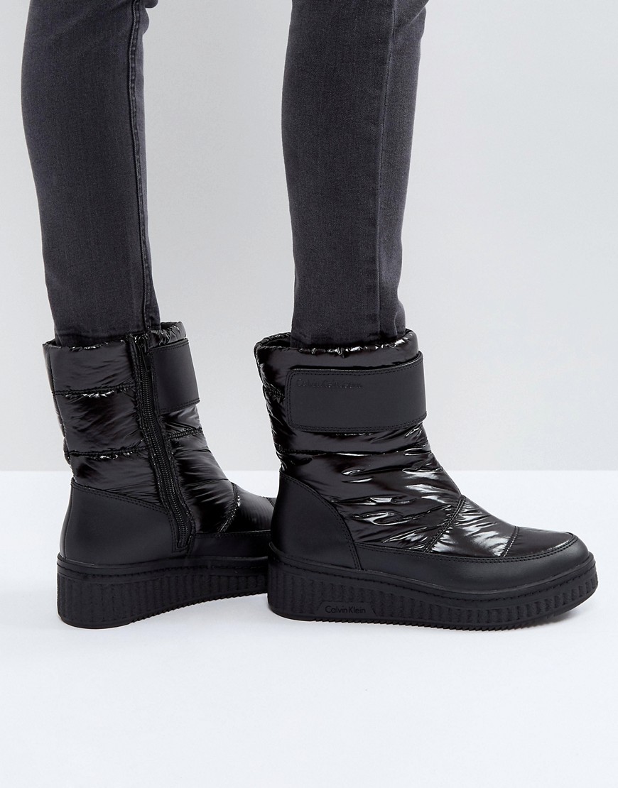 Черные стеганые ботинки Calvin Klein Jeans Leonie - Черный