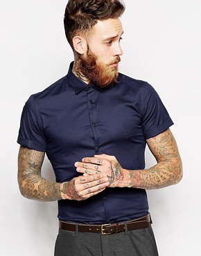ASOS Smart Shirt In Short Sleeve With Stretch 