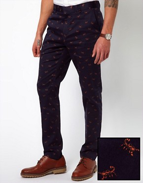 ASOS Skinny Fit Smart Trousers in Scorpion Print