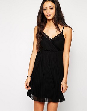 Only Wrap Front Dress With Pleated Skirt 
